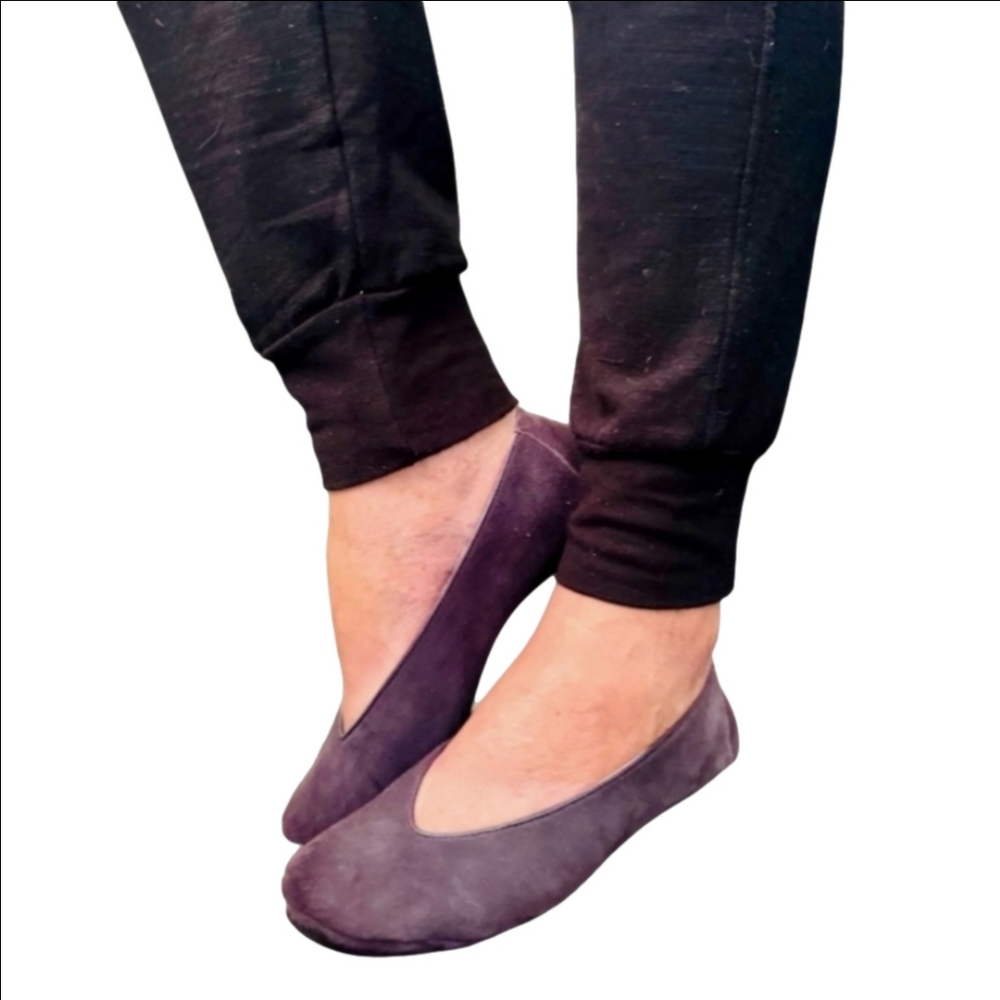 JOHNSTON & MURPHY Purple Suede Leather Slip On Ballet Flats 9.5 M Anthropologie